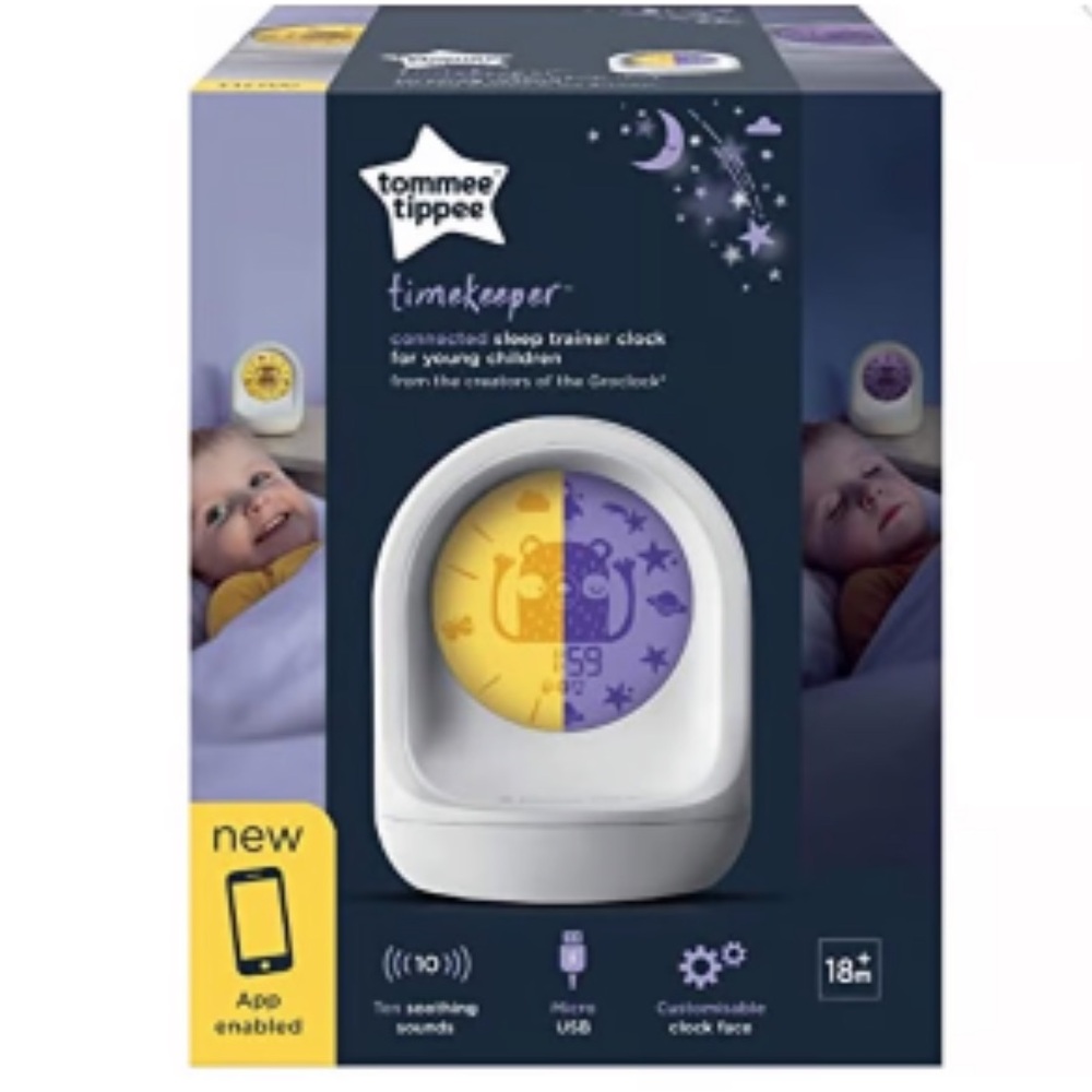 Timekeeper Sleep Trainer Clock with White and Purple Design